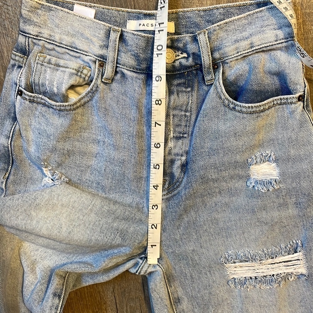 PacSun Distressed High Rise Straight Leg Jeans Button Fly size 23 - Picture 17 of 17